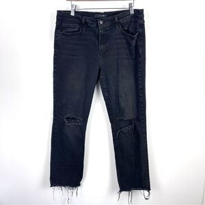 Joe’s Jeans Merletta Black Distressed Straight Leg Jeans Mid Rise 32 Denim